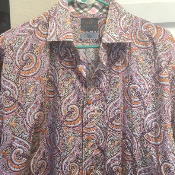 Mens TD Thomas Dean paisley and floral print long sleeve button down shirt - Picture 2 of 9
